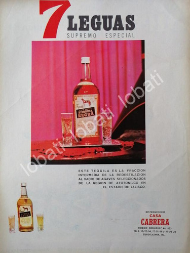 Cartel Retro Tequila 7 Leguas 1973 Casa Cabrera S.a 354