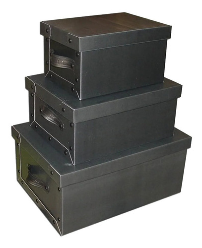 Set X3 Cajas Baulera Organizadora Negro Deco Pettish Online