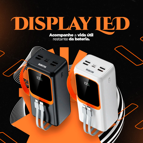 Power Bank 50.000mah Carregador Maxnova BTE-61 Portátil Turbo 22.5w Cor Preto Compatível com Todos Os Celulares
