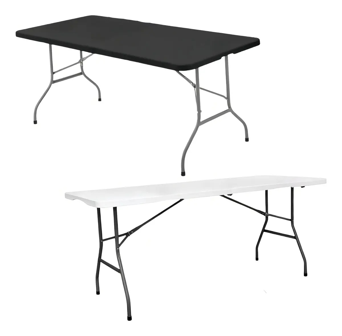 Mesa Dobrável Vira Maleta Com Alça Portátil 1,8 × 0,7m Para Camping Apartamentos Área De Lazer Camping Confraternizações Ambientes Corporativos Festas 150kg Zelt Preto