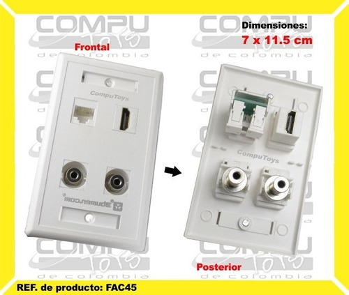 Tapa De Pared Hd+ Rj45+ Audio 3.5 X2 Ref Fac45 Computoys Sas