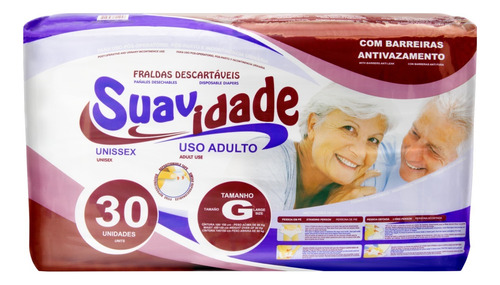 Fraldas para adultos Suavidade G com 30 Unidades