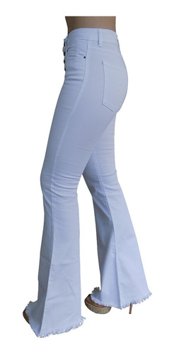 calça flare branca jeans cintura alta