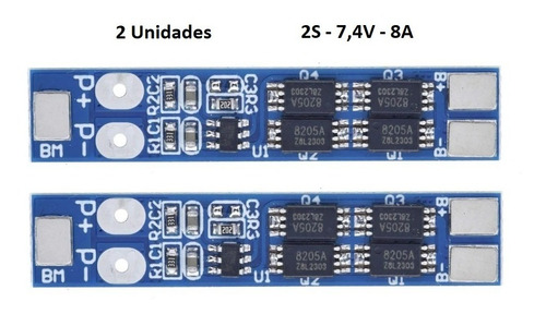 Placa Proteção Bateria Lítio 18650 2s 7,4v 8a Bms - 2 Un.