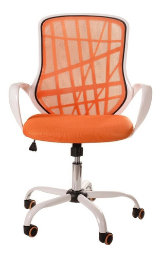 Silla de escritorio Mobeler Tom ergonómica  blanca y naranja