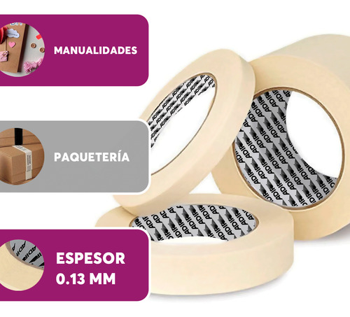 Cinta Masking Tape 6pzs 24mmx50m Adir 1281 Beige Lisa