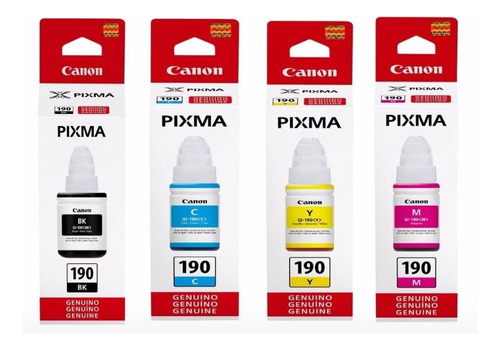 Tinta Canon 190 Combo Kit X4 Original G2100  G3100 G4110