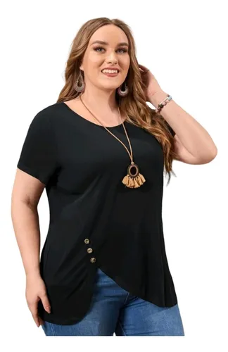 Blusa Talla Extra Con Dise o De Boton Bajo 8662 MercadoLibre