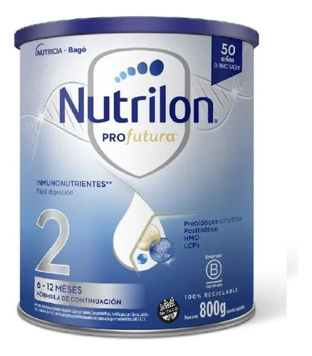 Nutrilon Profutura 2 En Lata De 1 De 800g - 6  A 12 Meses