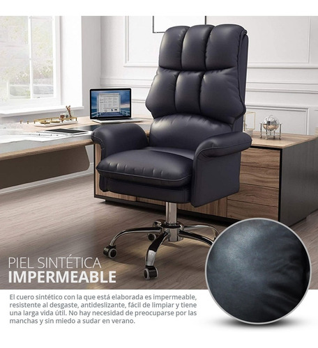 Imagen 7 de 10 de Silla De Escritorio Ejecutiva Ergonomica Piel Sintetica Lujo