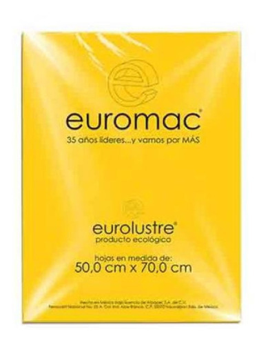 Papel Lustre Euromac El0004 Amarillo Oro 50x70 25 Hojas /vc