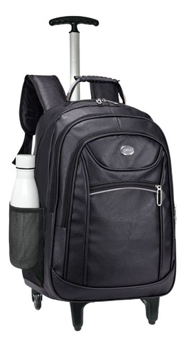 Mochila De Rodinha Juvenil Couro Pu Multifuncional Reforçada