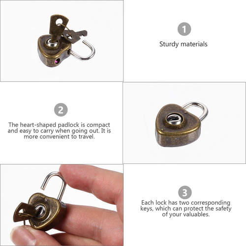 12 Peças De Cadeado Prático Em Forma De Coração, Mini Fechad