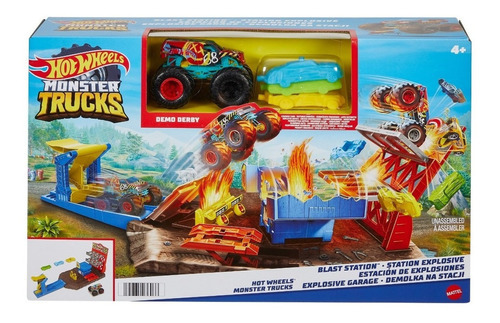 Hot Wheels Monster Trucks Estación De Explosiones Color Mult