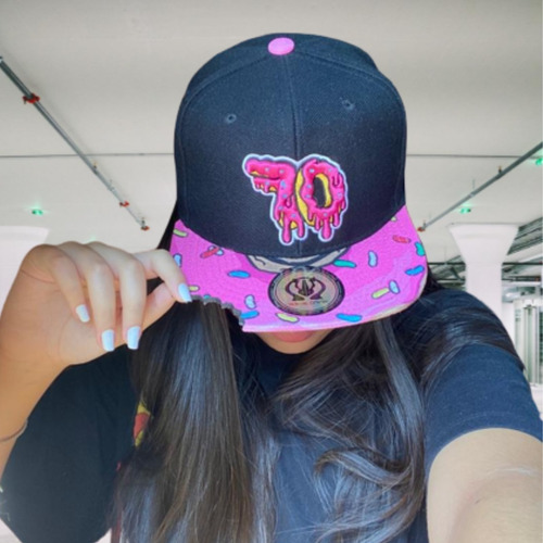 Imagem 5 de 5 de Boné Snapback Rhino Size Aba Reta Preto E Rosa Mordida
