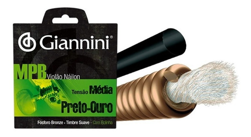 Imagen 2 de 3 de Cuerdas Guitarra Clásica Giannini Preto-ouro (oro-negro)