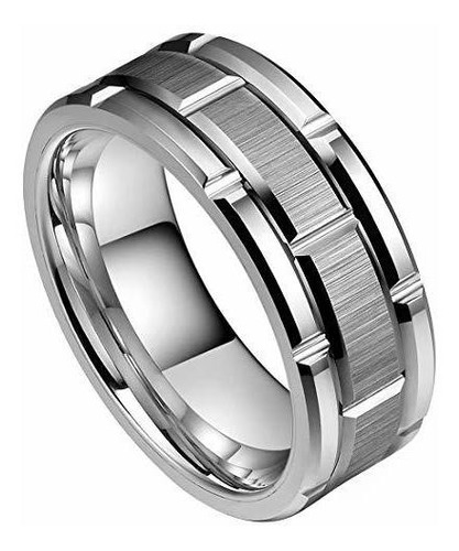 - Anillo De Carburo De Tungsteno Blanco Para Hombre De 8 Mm,