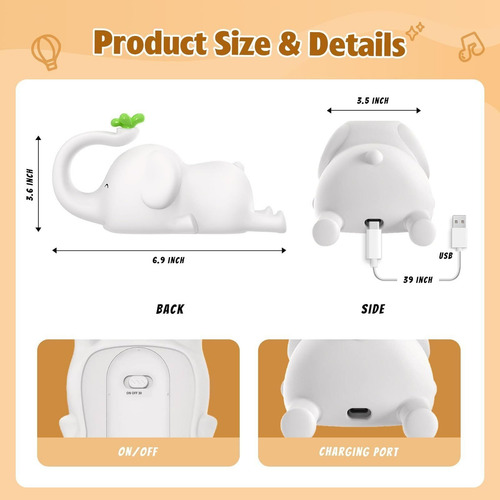 Luz Nocturna Para Habitación Bebé, Luz Led Nocturna Silicona