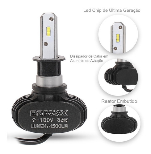 Kit Lampada Farol Ultra Led 6000k 36w 9000 Lúmens Tipo Xenon