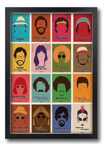Quadro Arte Lendas Do Rock Nacional Com Moldura A2 60x42 Cm
