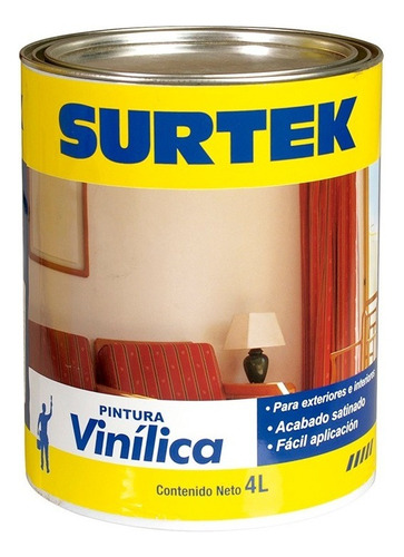 Lata De Pintura Blanca Vinílica 4lt Exteriores E Interiores