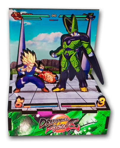 Diorama 3d Madera Dragon Ball Gohan Vs Cell + Regalo