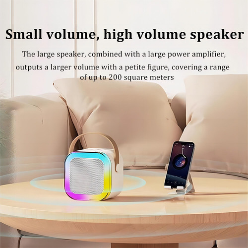 Caixa De Som Bluetooth Colorful Karaoke Com 2 Microfones