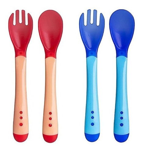 Cubiertos Cuchara Tenedor Para Bebe Flexibles Suave Sin Bpa Color Rosa