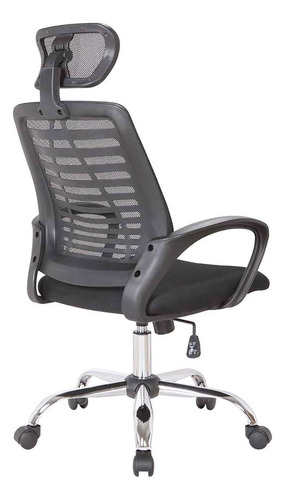 Silla Rex Para Oficina Regulable Con Cabezal Lino Mesh Operativa Negro Ballsellings