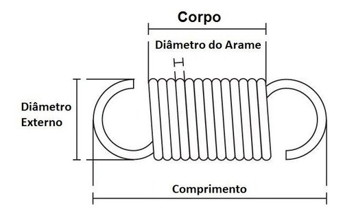 Mola De Tração 3.50 X 85.00 Arame (0.50) Aço Mola