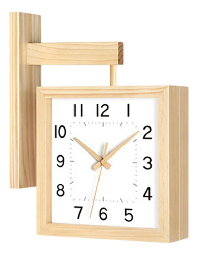 Reloj De Pared De Doble Cara Diseño Color De Madera Y