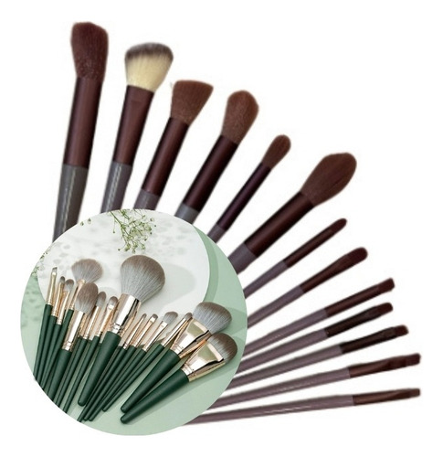 Kit De Pincéis De Maquiagem Profissional - 13 Pç Verde