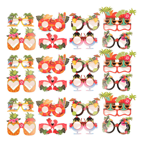 Óculos De Festa Do Havaí, Copos De Papel Havaianos, Praia, 2