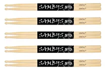 Comprar Pack X5 Pares Baquetas Palillos Bateria Sambys STD 5B Punta Madera