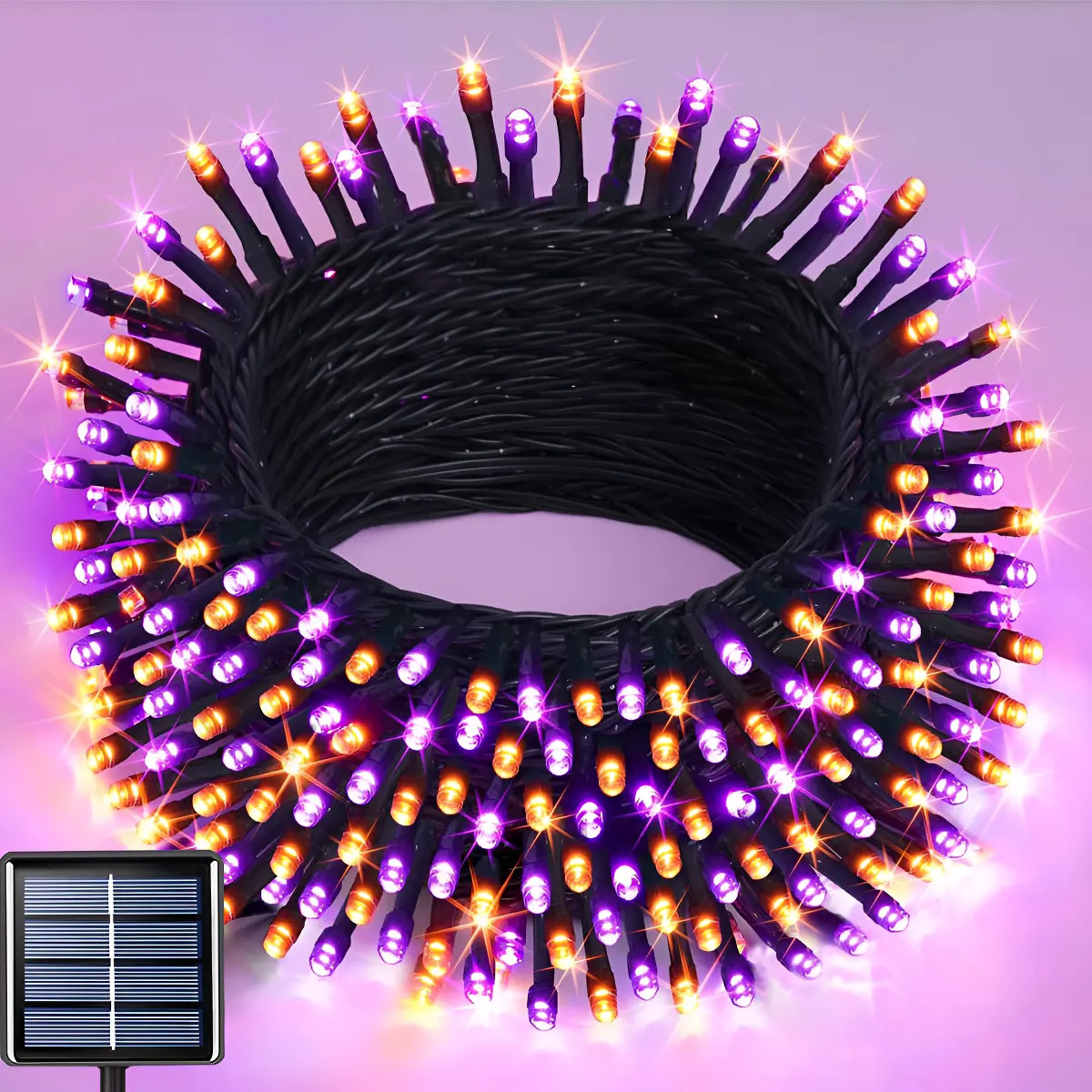 Luces Led Exteriores Solares 30m 300led 8modos Halloween Luces Decorativas Decoracion Led Orange/purple Black