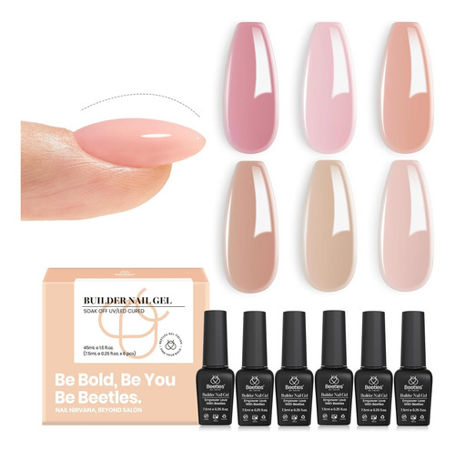 Kit 6 De Esmaltes Gel Auto Constructores Coleccion Bare Glam 6 Colores