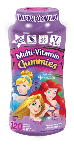 Princesas Multi-vitaminas 120 Gomitas | Sin Azúcar | Veganas Sabor Sabores naturales a frutas tropicales