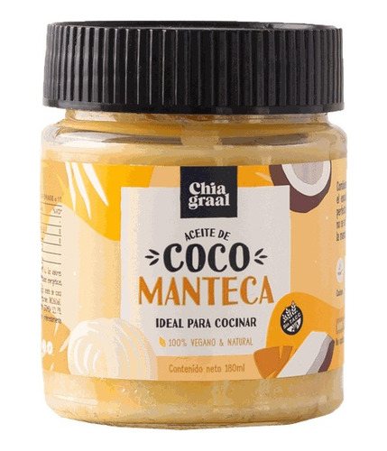 Aceite De Coco Sabor Manteca Vegana 180 Ml Chia Graal - Dw