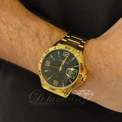 Imagem 2 de 10 de Relogio Mondaine Dourado Masc Calendario Duplo 53834gpmvde2