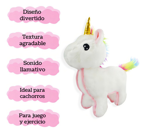 Juguete De Peluche Para Mascota Unicornio Con Sonido Color Blanco