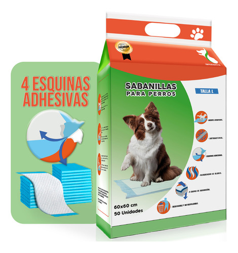 100 Pañales Sabanillas Mascotas 60x60 Cm Perro Entrenamiento