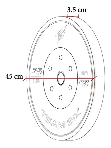 Disco Bumper Olimpico 25 Lbs T6 Crossfit Gym Levantamiento