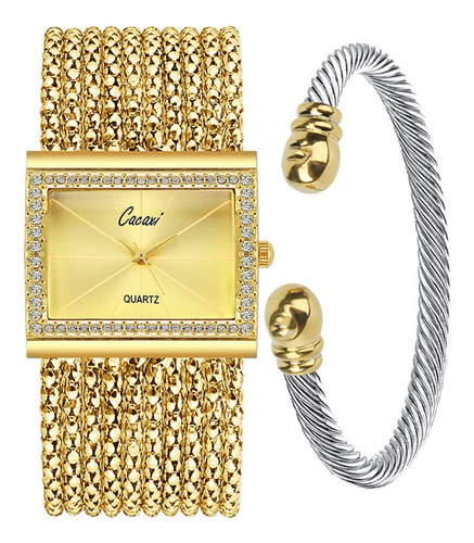 Reloj De Pulsera De Acero Inoxidable Para Mujer Estilo Multi