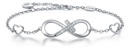 Blinggem Pulsera Para Mujer Infinity Cross 925 Plata De Ley 