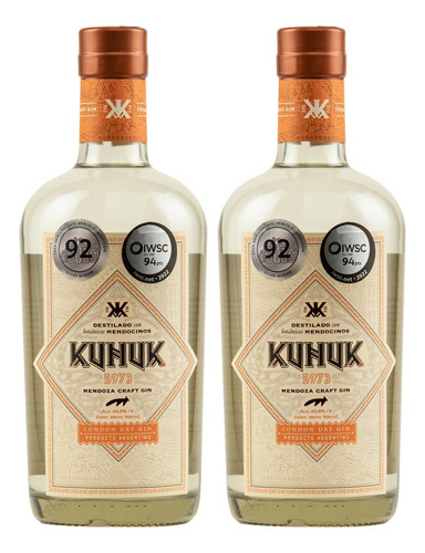 Gin Kunuk 5973 London Dry 750 Ml X2 Artesanal - Fullescabio