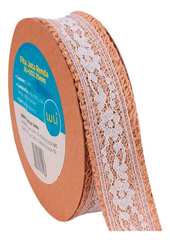 Fita De Juta Com Renda Largura 25 Mm Rolo 5 Metros