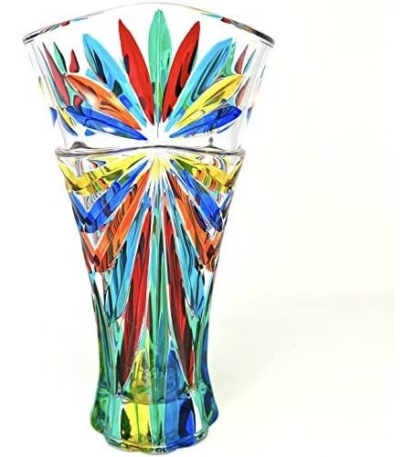 Jarrón Grande De Cristal De Murano, Pintado A Mano, Fabricad