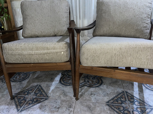Par De Sillones Antiguos Escandinavos Marrón Liso (Usado)