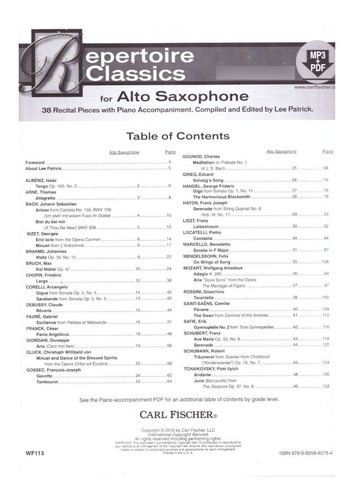 Repertoire Classics For Alto Saxophone: 38 Recital Pieces Wi