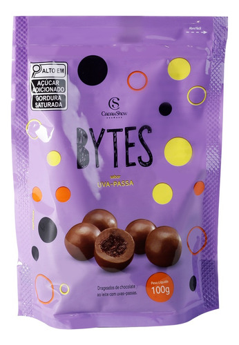 Drageado de Chocolate Bytes de Uva Passa 100g Cacau Show
